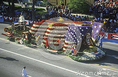 American Flag Float in Rose Bowl Parade, Pasadena, California Editorial Stock Photo