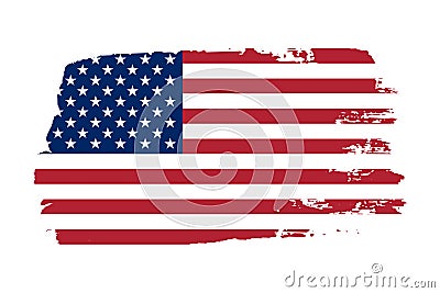 American flag. Grunge old flag USA isolated white background. Distressed retro texture. Vintage grungy dirty design Vector Illustration