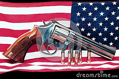 American flag and gun Stock Photo