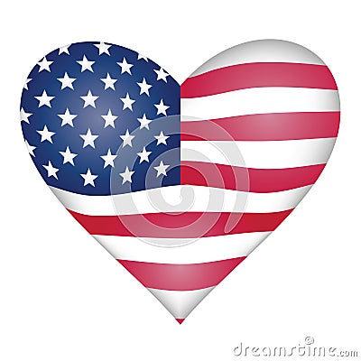American flag heart Vector Illustration