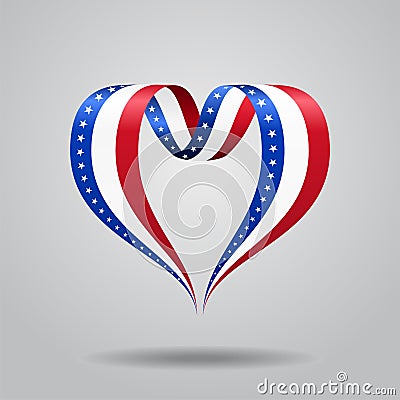 American flag heart-shaped ribbon. Vector illustration. Vector Illustration