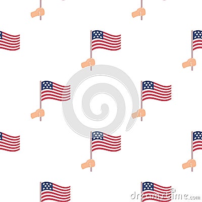 American flag icon in cartoon style on white background. Patriot day pattern stock vector illustration. Vector Illustration