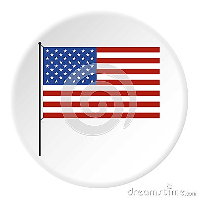 American flag icon, flat style Vector Illustration