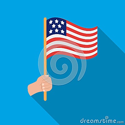 American flag icon in flat style isolated on white background. Patriot day symbol stock vector illustration. Vector Illustration