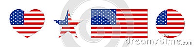 American flag. Icon of usa patriot with star and stripe. Emblem for proud of united states of america. Graphic shape for us eagle Vector Illustration