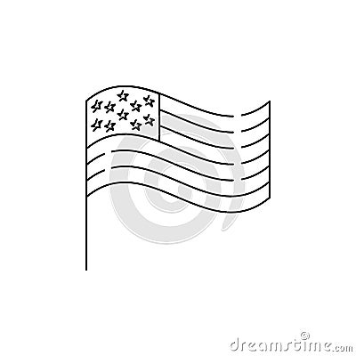 American flag line icon, USA flag. United States flag icon. Line art design, Vector illustration Vector Illustration