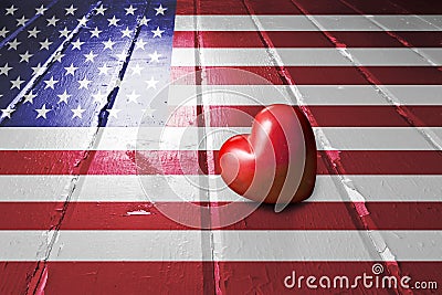 American Flag Love Heart Stock Photo