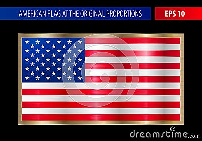 American flag in a metallic gold frame Stock Photo