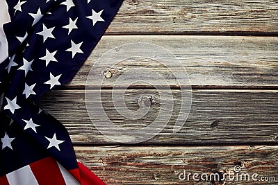 American flag on old rustic wooden board Stock Photo