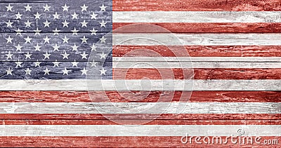 American flag painted on wooden texture Stock Photo