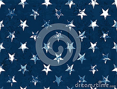 American Flag Stars - Seamless Pattern Textured Vector Illustration