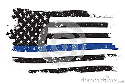 An American flag symbolic of support for law enforcement Vector Illustration