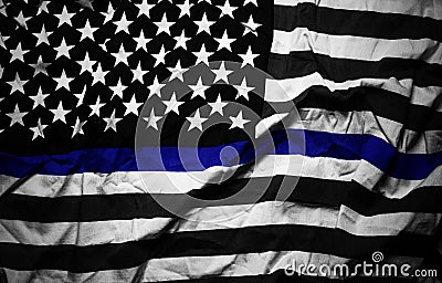 An American flag symbolic of support for law enforcement Stock Photo