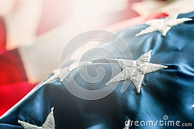 American flag. Usa Flag. Abstract perspective background of stripes and strars with american symbol - Flag. Stock Photo