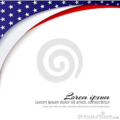 American Flag Vector background for Independence Day and other events Patriotic background with stars and smooth wavy lines Vector Illustration