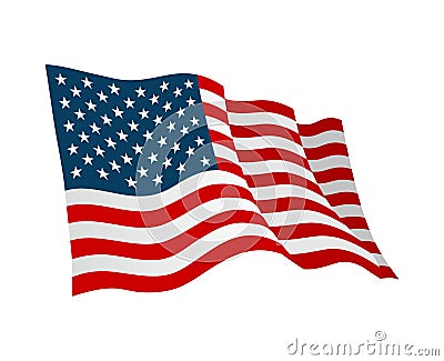 American flag. Vector flat color illustration isolated on white Vector Illustration