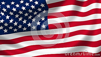 American flag waving detail Cartoon Illustration