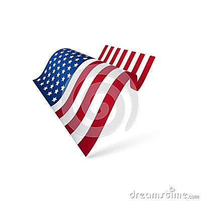 American flag waving, . Cartoon Illustration