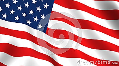 American flag waving in the wind isolated USA Stock Photo