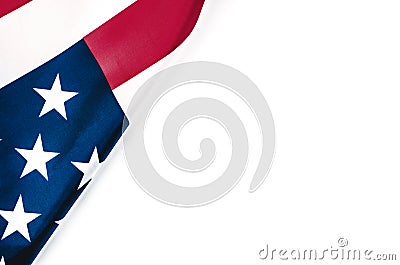 American flag on a white background with place for text. America Holidays Stock Photo