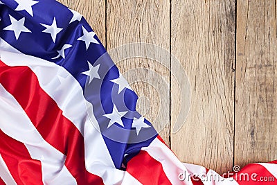 American flag on wood background for Memorial Day or 4th of July Stock Photo