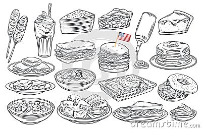 American food outline icon Vector Illustration