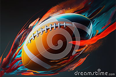 American football Ball abstract acryl painting.Generative ai Stock Photo