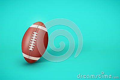 American Football ball on bright mint background Vector Illustration