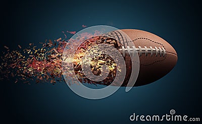 American football ball in fire Stock Photo