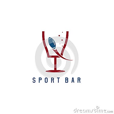 American football ball and gate sport bar vector design Vector Illustration