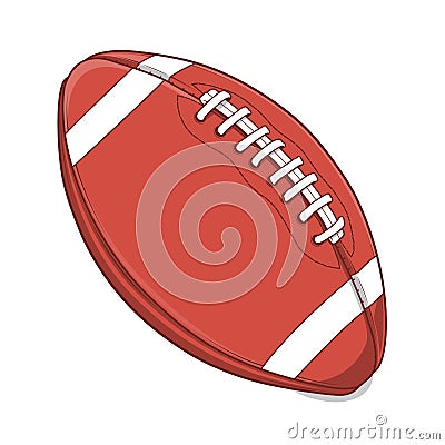 American Football Ball isolated on a white background. Colored line art. Retro design. Cartoon Illustration