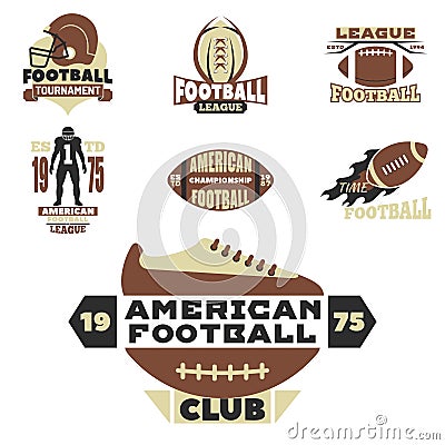 American football championship badge template for sport team with ball logo competition vector. Vector Illustration