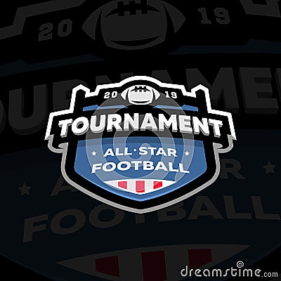 American football championship emblem logo on a dark background. Vector illustration. Vector Illustration