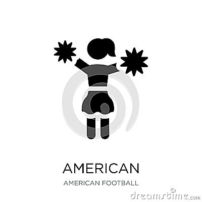 american football cheerleader jump icon in trendy design style. american football cheerleader jump icon isolated on white Vector Illustration