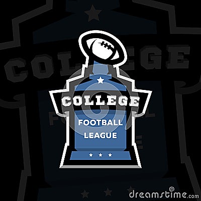 American football, college league logo on a dark background. Vector illustration. Vector Illustration