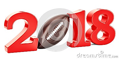 American football 2018 concept, 3D Stock Photo