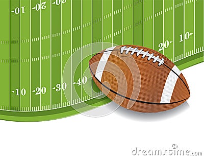 American Football Field and Ball Background Vector Illustration