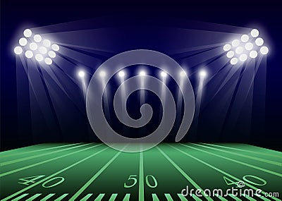 American football field concept background, realistic style Vector Illustration