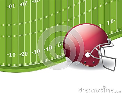 American Football Field and Helmet Background Vector Illustration