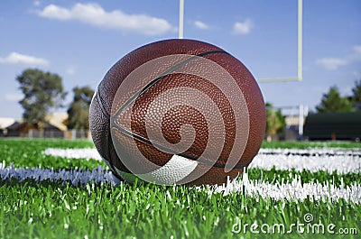 American football on find with goal posts Stock Photo