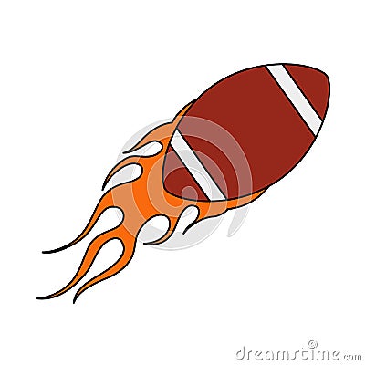 American Football Fire Ball Icon Vector Illustration