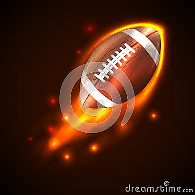 American Football on Fire. Vector Vector Illustration