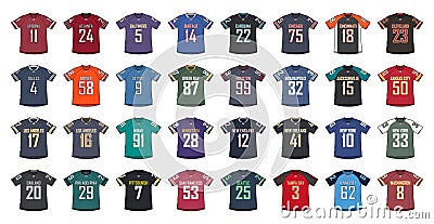 American Football Generic Shirts Vector Illustration