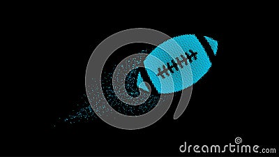 American Football halftone ball flying with particles tale. Dotted illustration. Vector illustration isolated on black background Cartoon Illustration