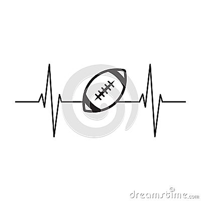 American Football Heartbeat vector illustration isolated Vector Illustration