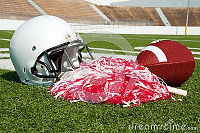 American Football, Helmet, and Pom Poms Stock Photo