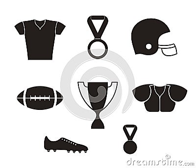 American football. Icon set Vector Illustration