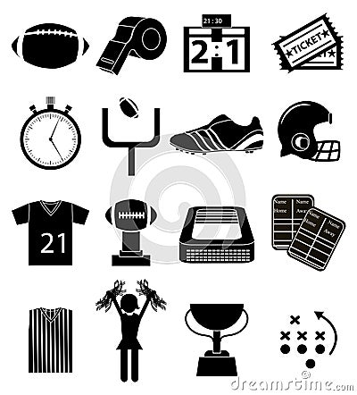 American football icons set Vector Illustration