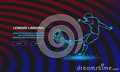 American football kicker hits the ball. Vector Sport Background for Landing Page Template. Vector Illustration