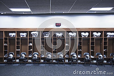 American Football locker room in a large stadium Stock Photo